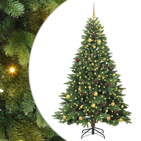 Tekojoulukuusi 300 LED-valoilla Vihreä 210 cm PE ja PVC