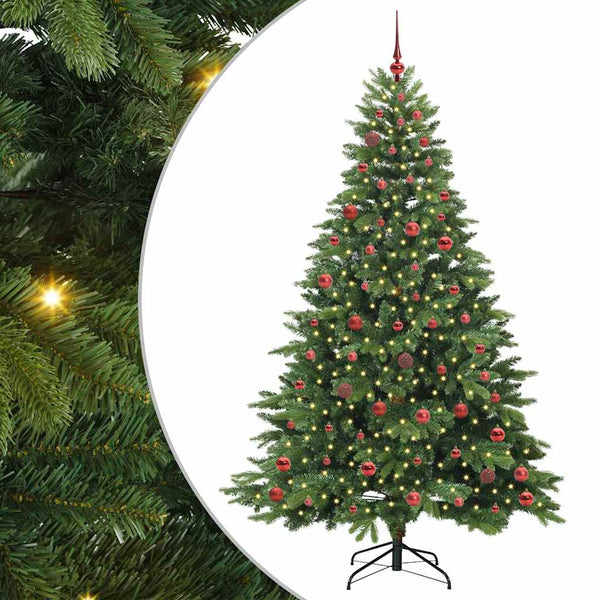 Tekojoulukuusi 300 LED-valoilla Vihreä 210 cm PE ja PVC