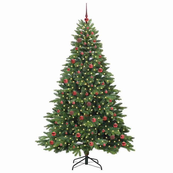 Tekojoulukuusi 300 LED-valoilla Vihreä 210 cm PE ja PVC