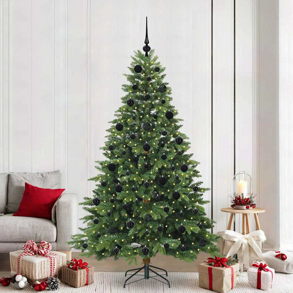 Tekojoulukuusi 300 LED-valoilla Vihreä 210 cm PE ja PVC