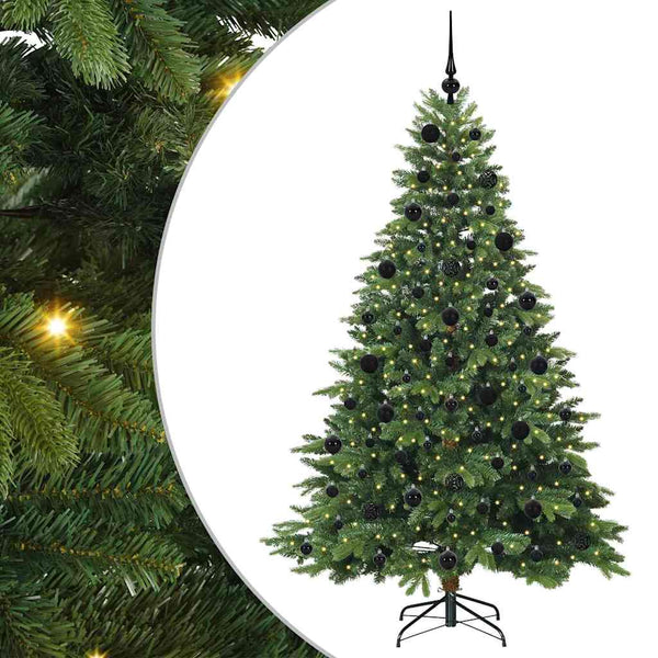 Tekojoulukuusi 300 LED-valoilla Vihreä 210 cm PE ja PVC
