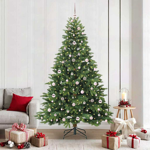 Tekojoulukuusi 300 LED-valoilla Vihreä 210 cm PE ja PVC