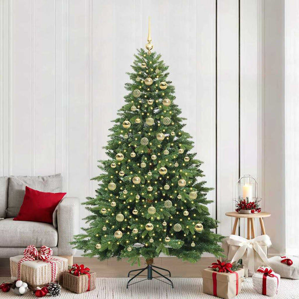 Tekojoulukuusi 300 LED-valoilla Vihreä 210 cm PE ja PVC