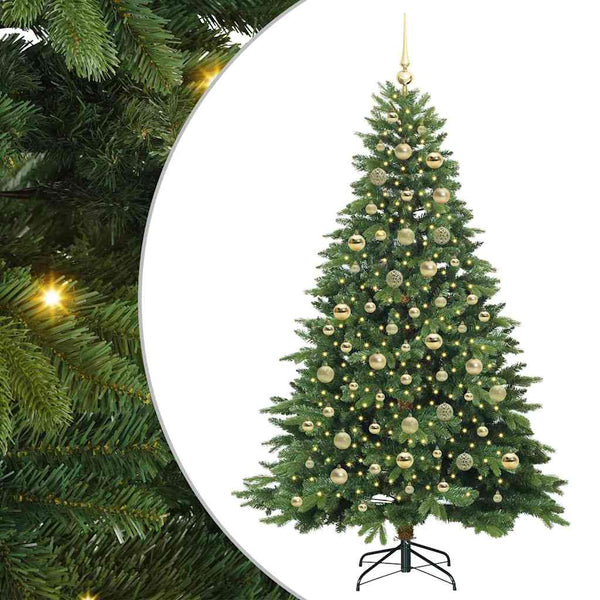 Tekojoulukuusi 300 LED-valoilla Vihreä 210 cm PE ja PVC