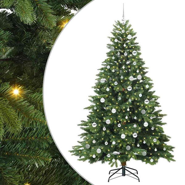 Tekojoulukuusi 300 LED-valoilla Vihreä 210 cm PE ja PVC