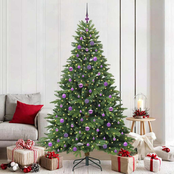 Tekojoulukuusi 300 LED-valoilla Vihreä 210 cm PE ja PVC