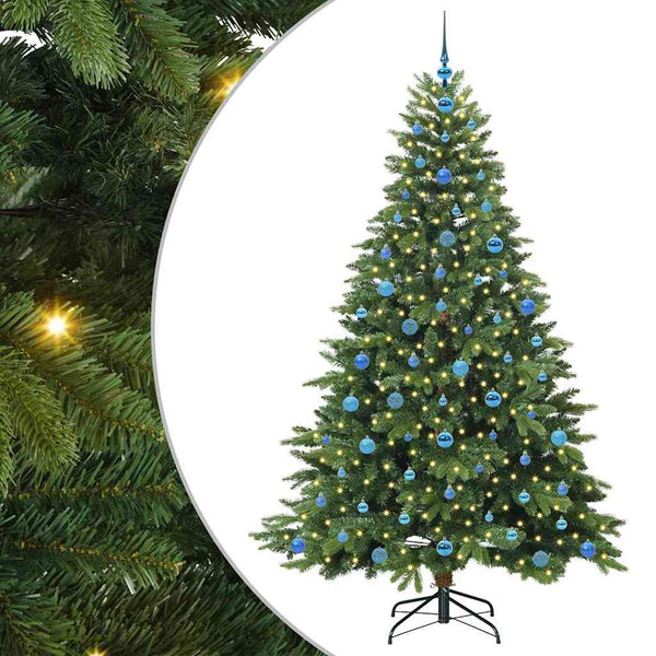 Tekojoulukuusi 300 LED-valoilla Vihreä 210 cm PE ja PVC