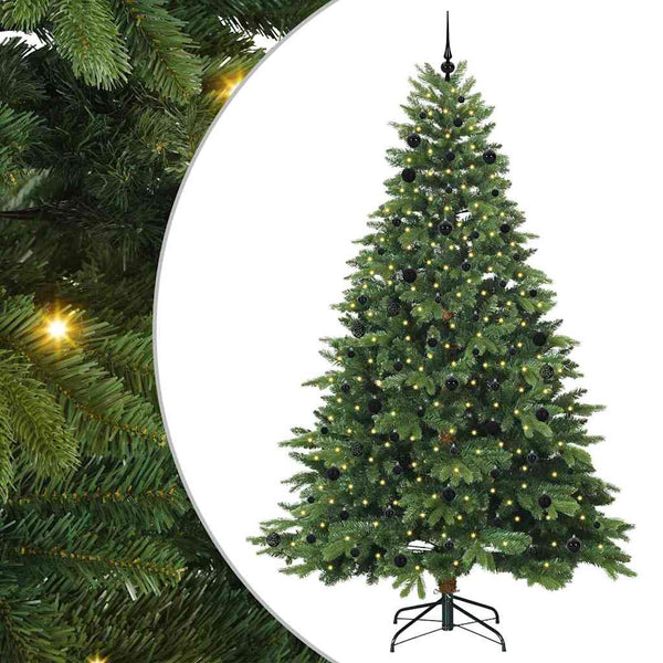 Tekojoulukuusi 300 LED-valoilla Vihreä 240 cm PE ja PVC