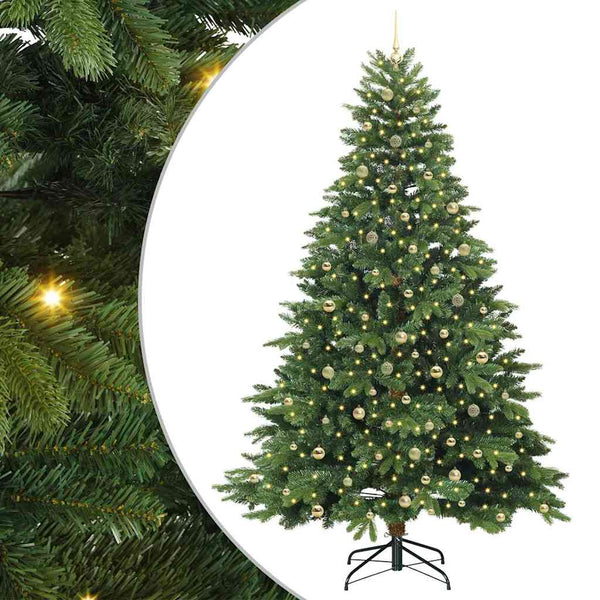 Tekojoulukuusi 300 LED-valoilla Vihreä 240 cm PE ja PVC