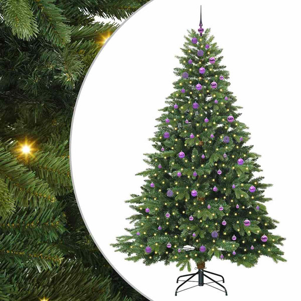 Tekojoulukuusi 300 LED-valoilla Vihreä 240 cm PE ja PVC