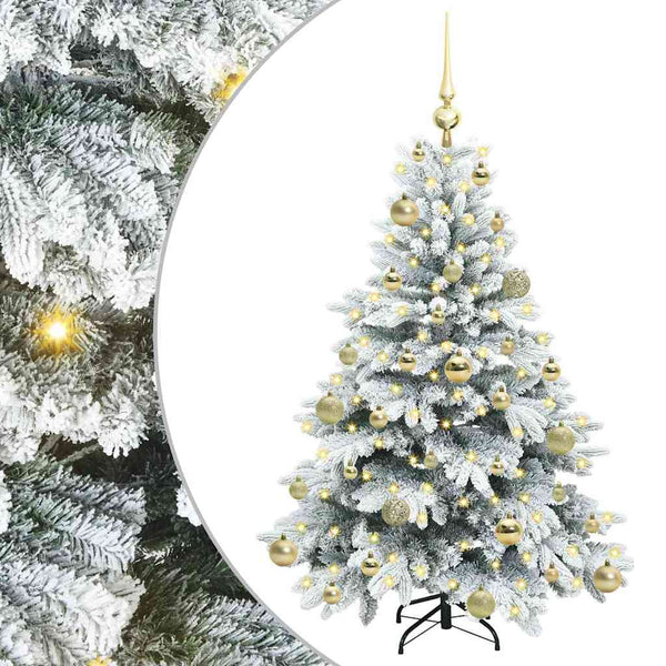 Tekojoulukuusi 150 LED-valoilla Valkoinen 120 cm PE ja PVC