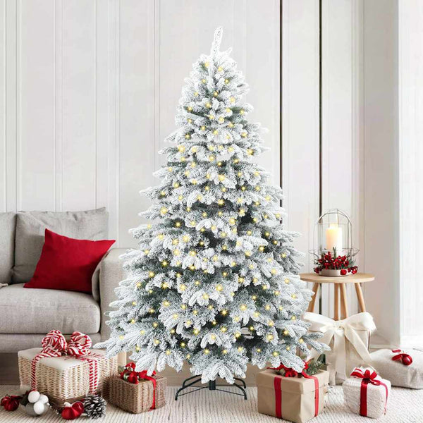 Tekojoulukuusi 300 LED-valoilla Valkoinen 180 cm PE ja PVC