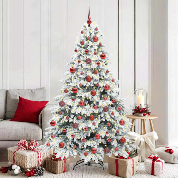 Tekojoulukuusi 300 LED-valoilla Valkoinen 180 cm PE ja PVC