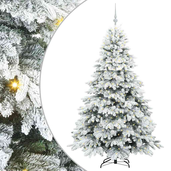 Tekojoulukuusi 300 LED-valoilla Valkoinen 180 cm PE ja PVC