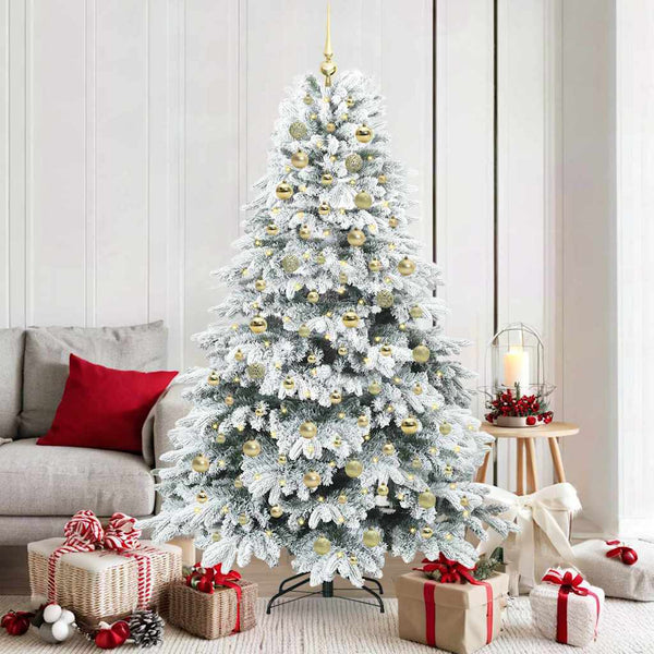Tekojoulukuusi 300 LED-valoilla Valkoinen 180 cm PE ja PVC