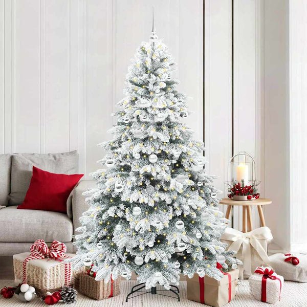 Tekojoulukuusi 300 LED-valoilla Valkoinen 180 cm PE ja PVC