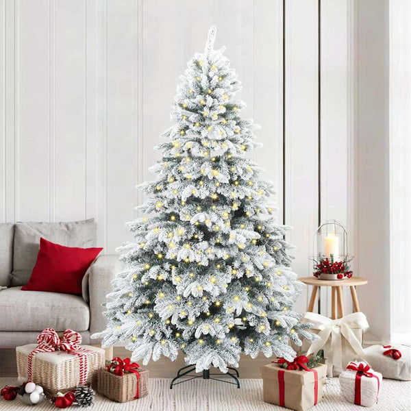 Tekojoulukuusi 300 LED-valoilla Valkoinen 210 cm PE ja PVC
