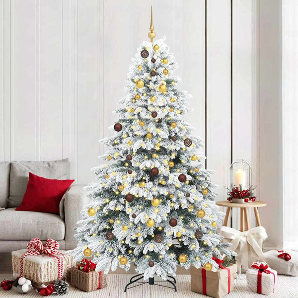 Tekojoulukuusi 300 LED-valoilla Valkoinen 210 cm PE ja PVC