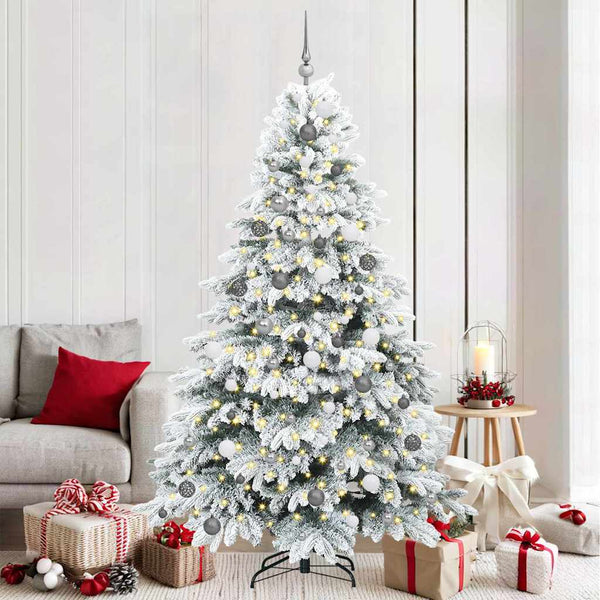 Tekojoulukuusi 300 LED-valoilla Valkoinen 210 cm PE ja PVC