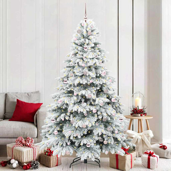 Tekojoulukuusi 300 LED-valoilla Valkoinen 210 cm PE ja PVC