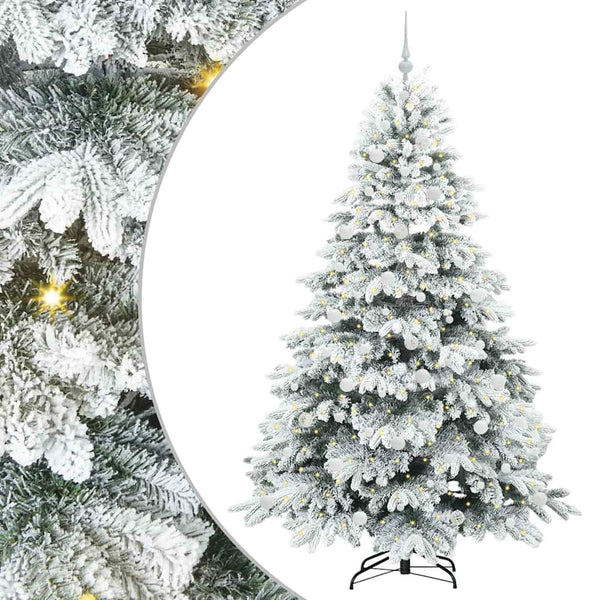 Tekojoulukuusi 300 LED-valoilla Valkoinen 210 cm PE ja PVC