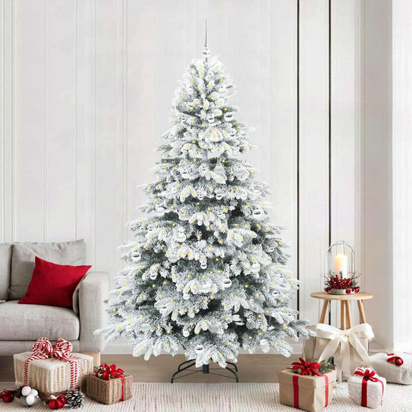 Tekojoulukuusi 300 LED-valoilla Valkoinen 210 cm PE ja PVC