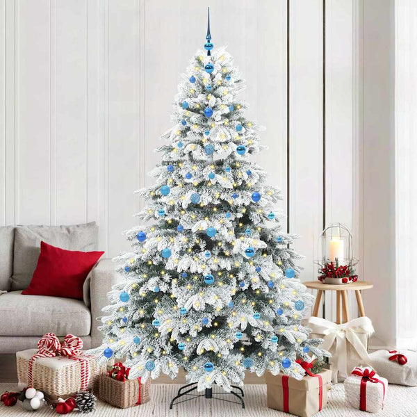 Tekojoulukuusi 300 LED-valoilla Valkoinen 210 cm PE ja PVC