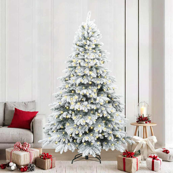Tekojoulukuusi 300 LED-valoilla Valkoinen 240 cm PE ja PVC