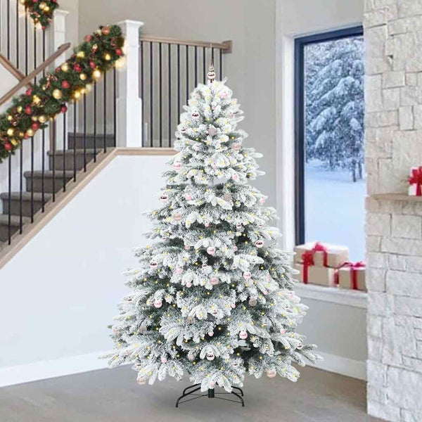Tekojoulukuusi 300 LED-valoilla Valkoinen 240 cm PE ja PVC