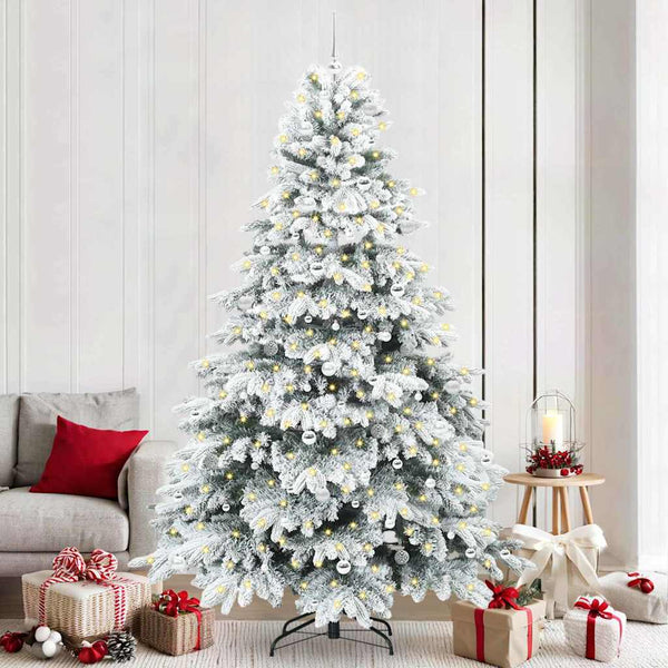 Tekojoulukuusi 300 LED-valoilla Valkoinen 240 cm PE ja PVC