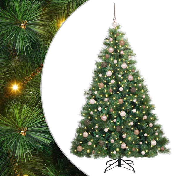 Tekojoulukuusi 300 LED-valoilla Vihreä 180 cm PE ja PVC