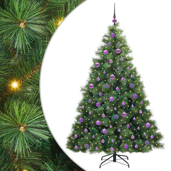 Tekojoulukuusi 300 LED-valoilla Vihreä 180 cm PE ja PVC