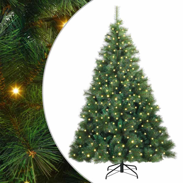 Tekojoulukuusi 300 LED-valoilla Vihreä 210 cm PE ja PVC