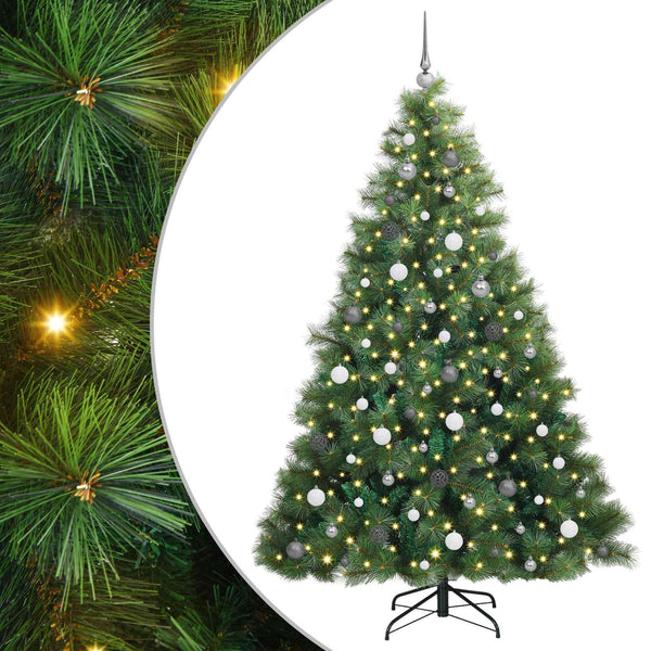 Tekojoulukuusi 300 LED-valoilla Vihreä 210 cm PE ja PVC