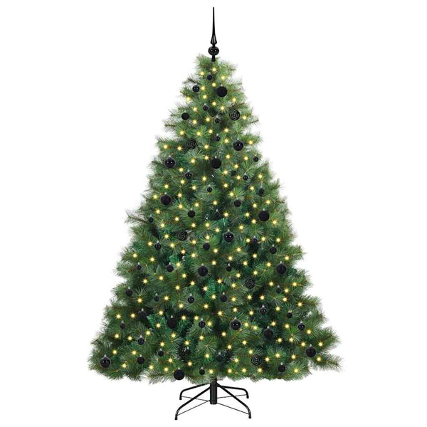 Tekojoulukuusi 300 LED-valoilla Vihreä 210 cm PE ja PVC
