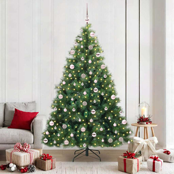 Tekojoulukuusi 300 LED-valoilla Vihreä 210 cm PE ja PVC