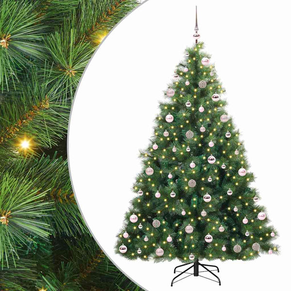 Tekojoulukuusi 300 LED-valoilla Vihreä 210 cm PE ja PVC