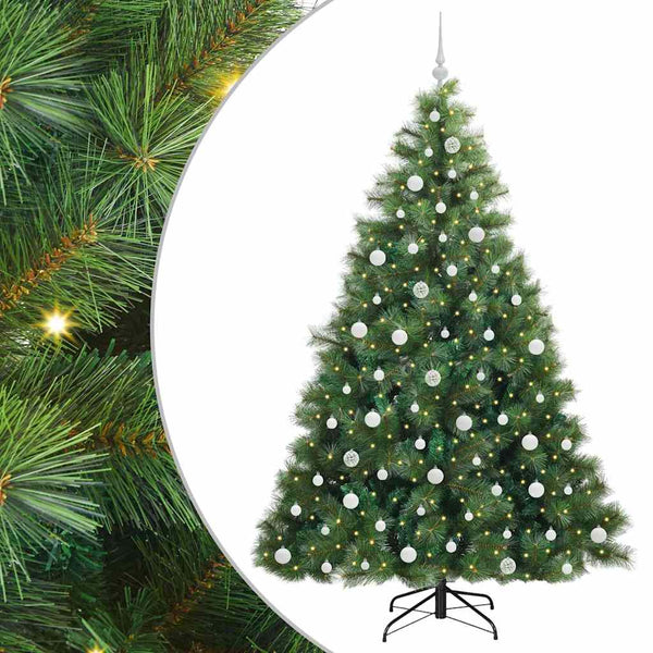 Tekojoulukuusi 300 LED-valoilla Vihreä 210 cm PE ja PVC
