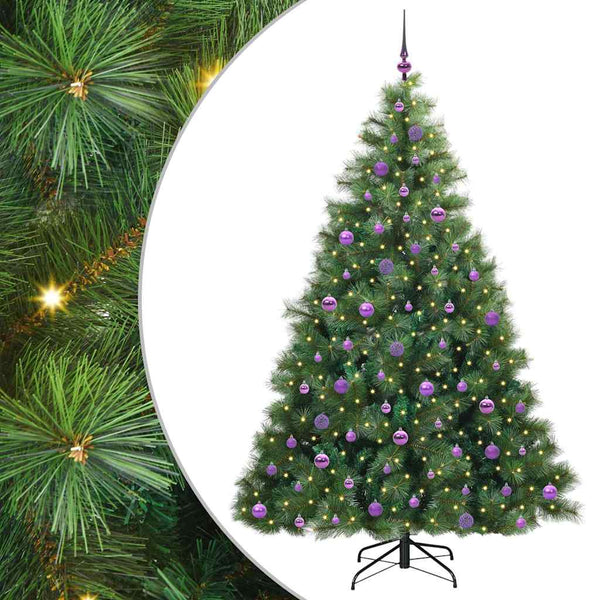 Tekojoulukuusi 300 LED-valoilla Vihreä 210 cm PE ja PVC