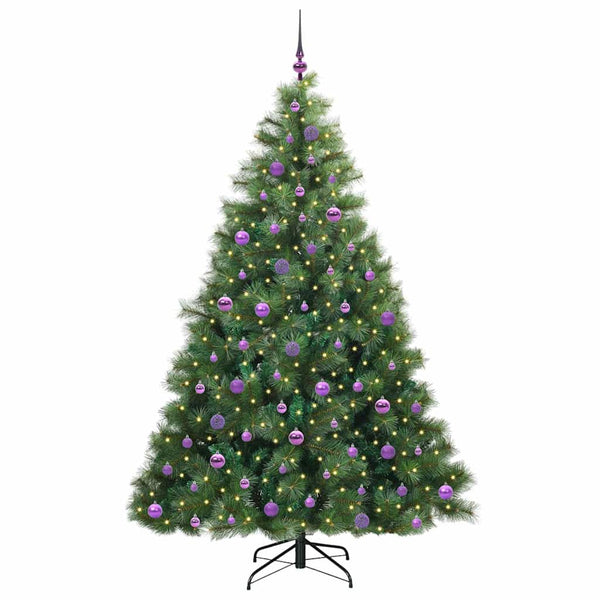 Tekojoulukuusi 300 LED-valoilla Vihreä 210 cm PE ja PVC