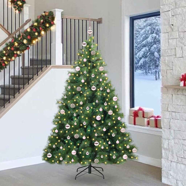 Tekojoulukuusi 300 LED-valoilla Vihreä 240 cm PE ja PVC
