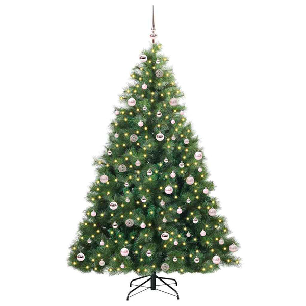 Tekojoulukuusi 300 LED-valoilla Vihreä 240 cm PE ja PVC