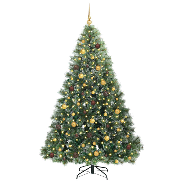 Tekojoulukuusi 300 LED-valoilla Vihreä 210 cm PE ja PVC