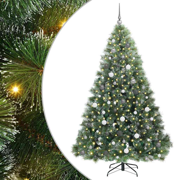 Tekojoulukuusi 300 LED-valoilla Vihreä 210 cm PE ja PVC