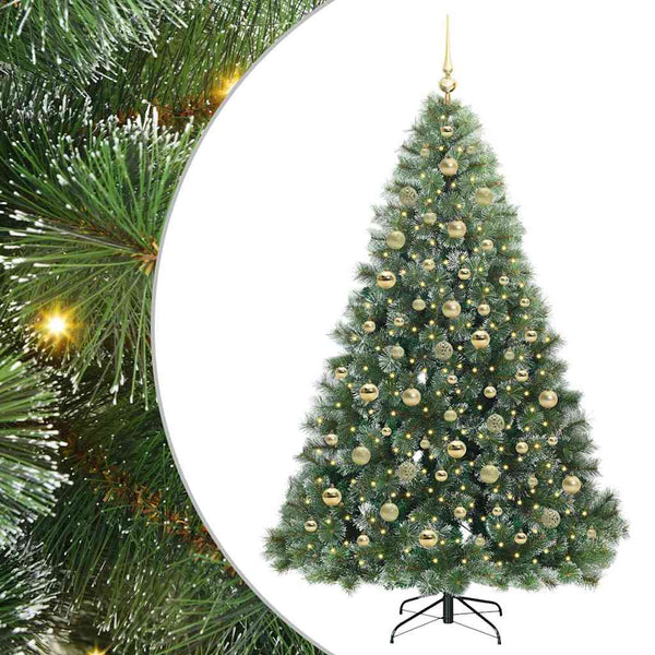 Tekojoulukuusi 300 LED-valoilla Vihreä 210 cm PE ja PVC