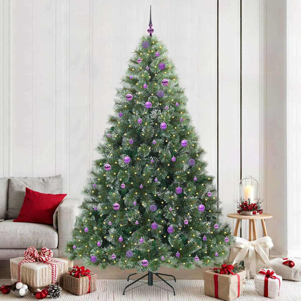 Tekojoulukuusi 300 LED-valoilla Vihreä 240 cm PE ja PVC
