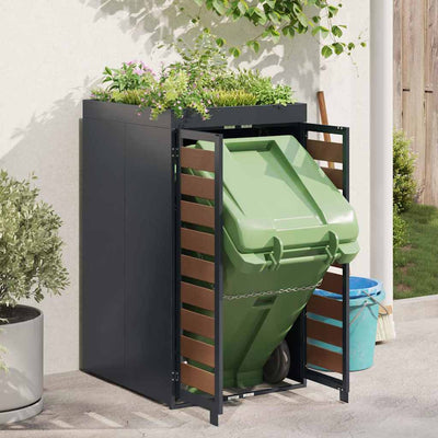 Pyörällinen jäteastian säilytys ruukkukatolla 240L astialle