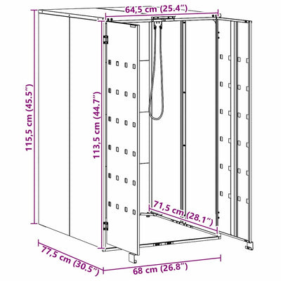 Pyörällinen jäteastian säilytys kaasun nostokannella 240L astialle