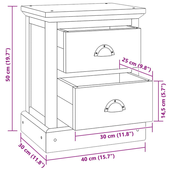 Yöpöytä laatikon kanssa Luonnollinen 40 x 30 x 50 cm Tiikkipuu