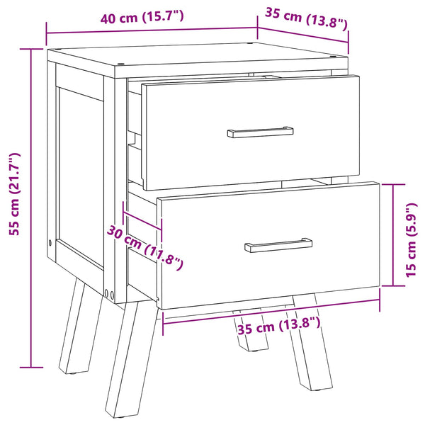 Yöpöytä laatikon kanssa Luonnollinen 40 x 35 x 55 cm Tiikkipuu
